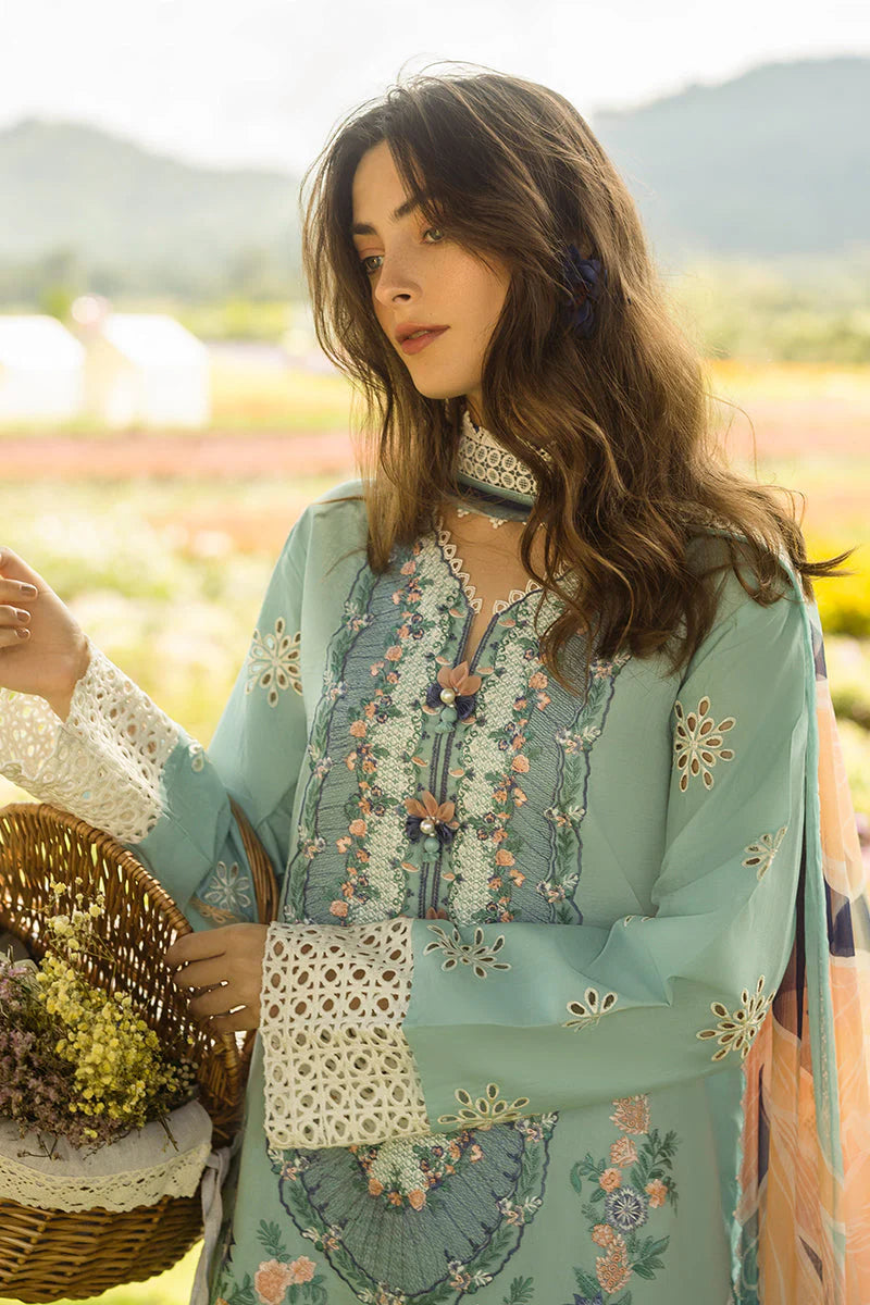 MUSHQ-3PC LAWN EMBROIDERED SHIRT WITH MONARK PRINT DUPATTA AND TROUSER-PK-5656