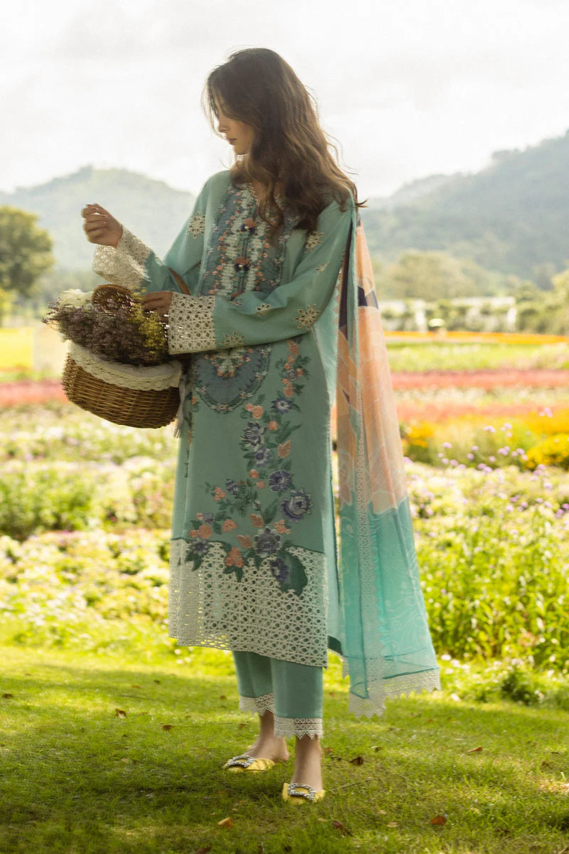 MUSHQ-3PC LAWN EMBROIDERED SHIRT WITH MONARK PRINT DUPATTA AND TROUSER-PK-5656