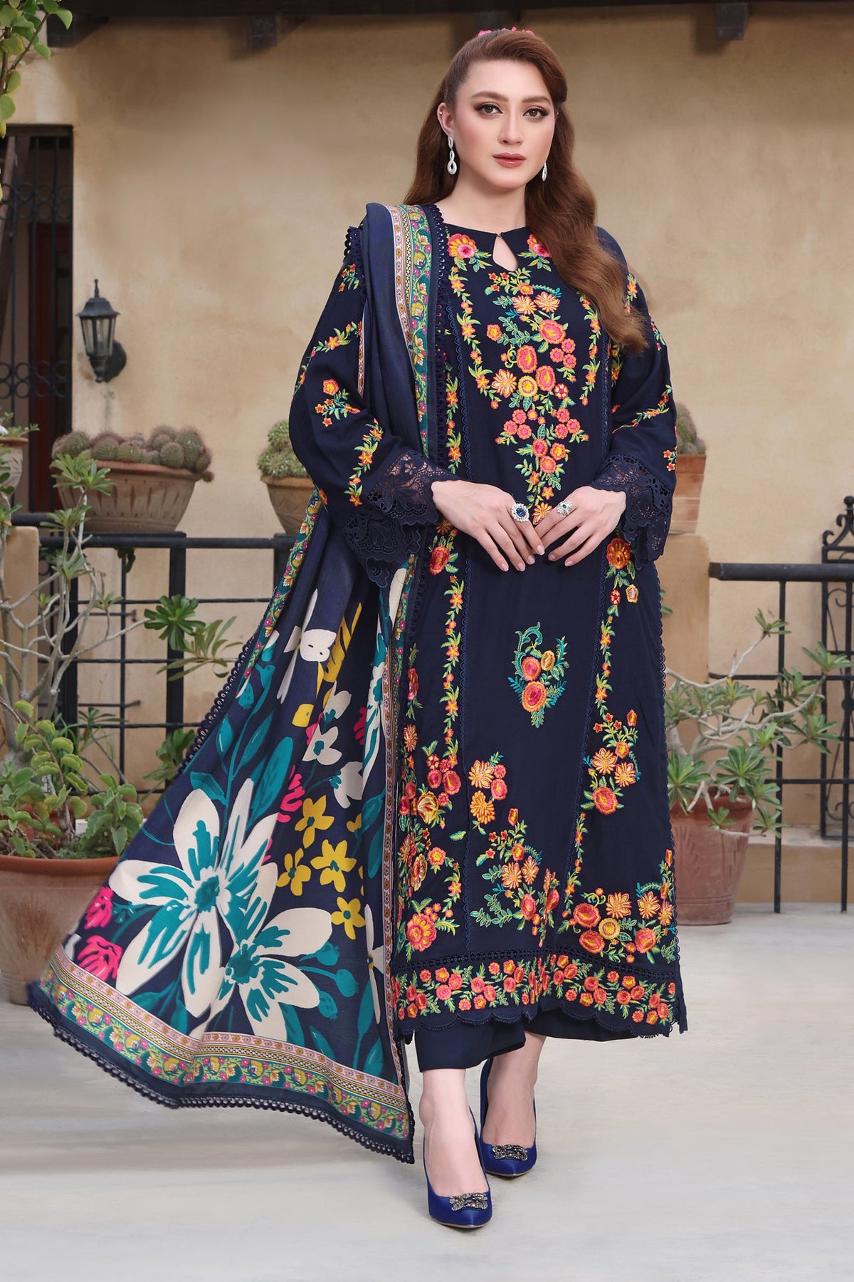 ASIM JOFA-UNSTITCHED 3PC DHANAK HEAVY EMBROIDERED SUIT-PK-4316