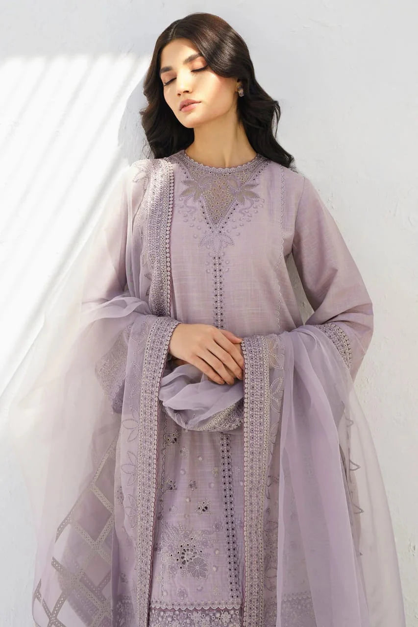 JAZMIN- 3PC LAWN HEAVY EMBROIDERED SHIRT WITH ORGANZA EMBROIDERED READY TO WEAR DUPATTA-PK-2756