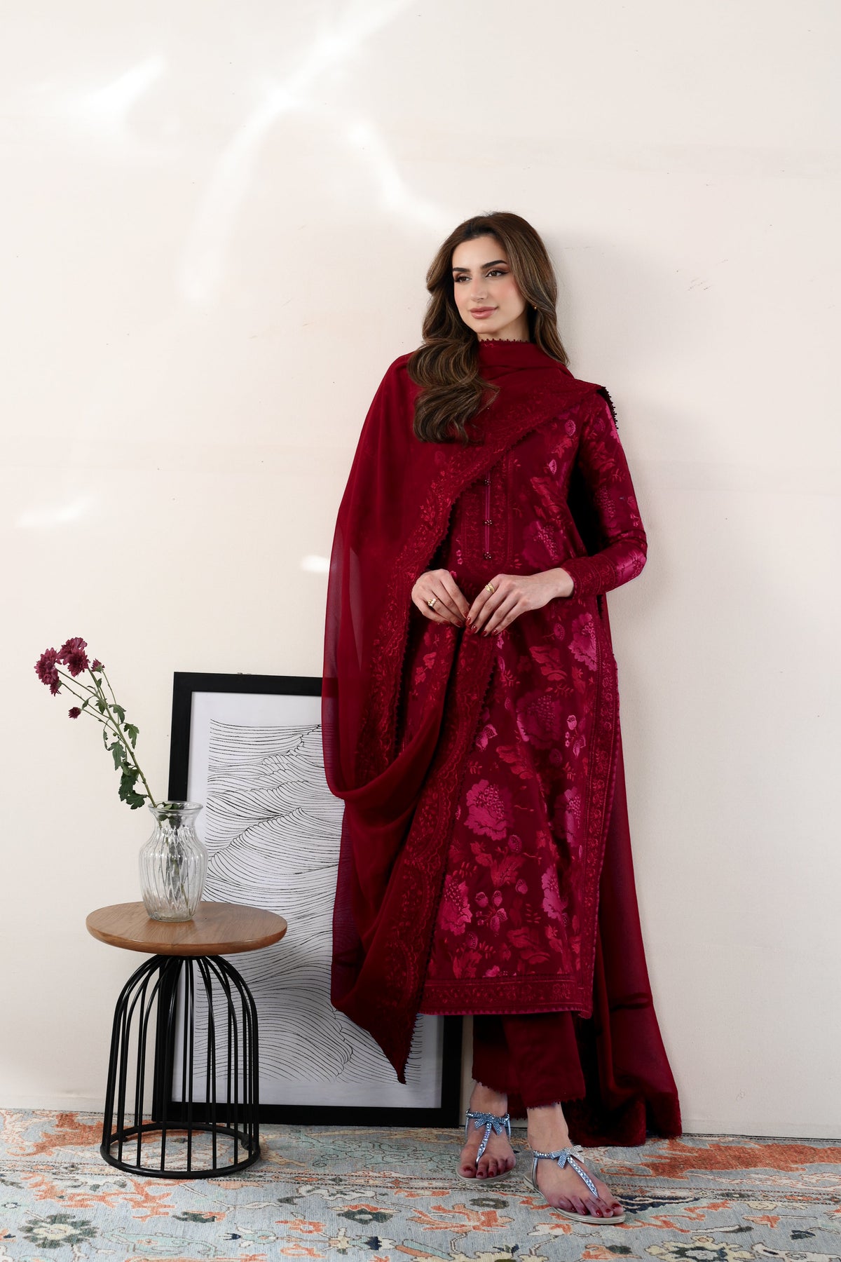 ZAIB-UNSTITCHED 3PC DHANAK EMBROIDERED SUIT-PK-5087