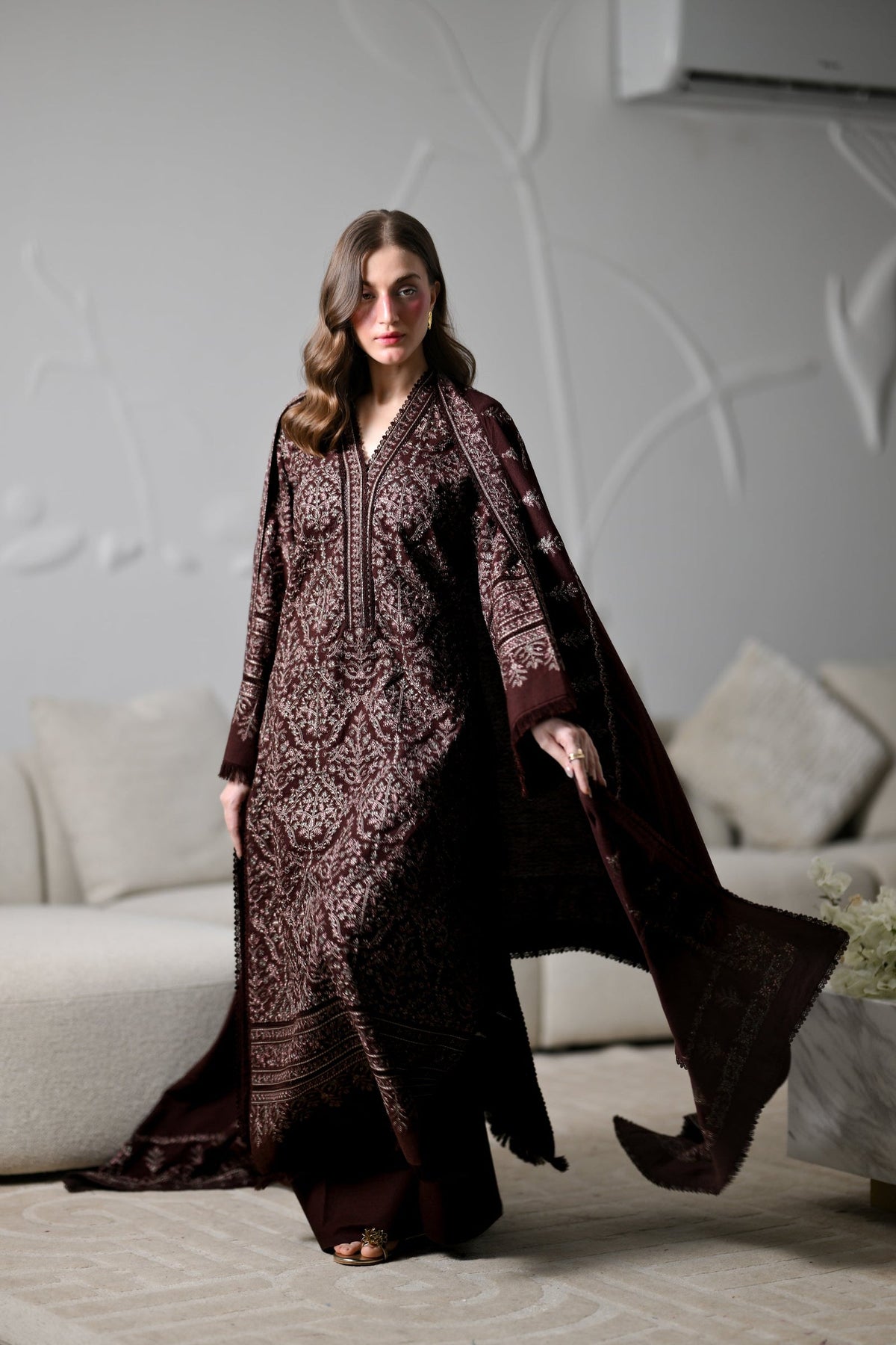 ZAIB-UNSTITCHED 3PC KARANDI EMBROIDERED SUIT-PK-5294