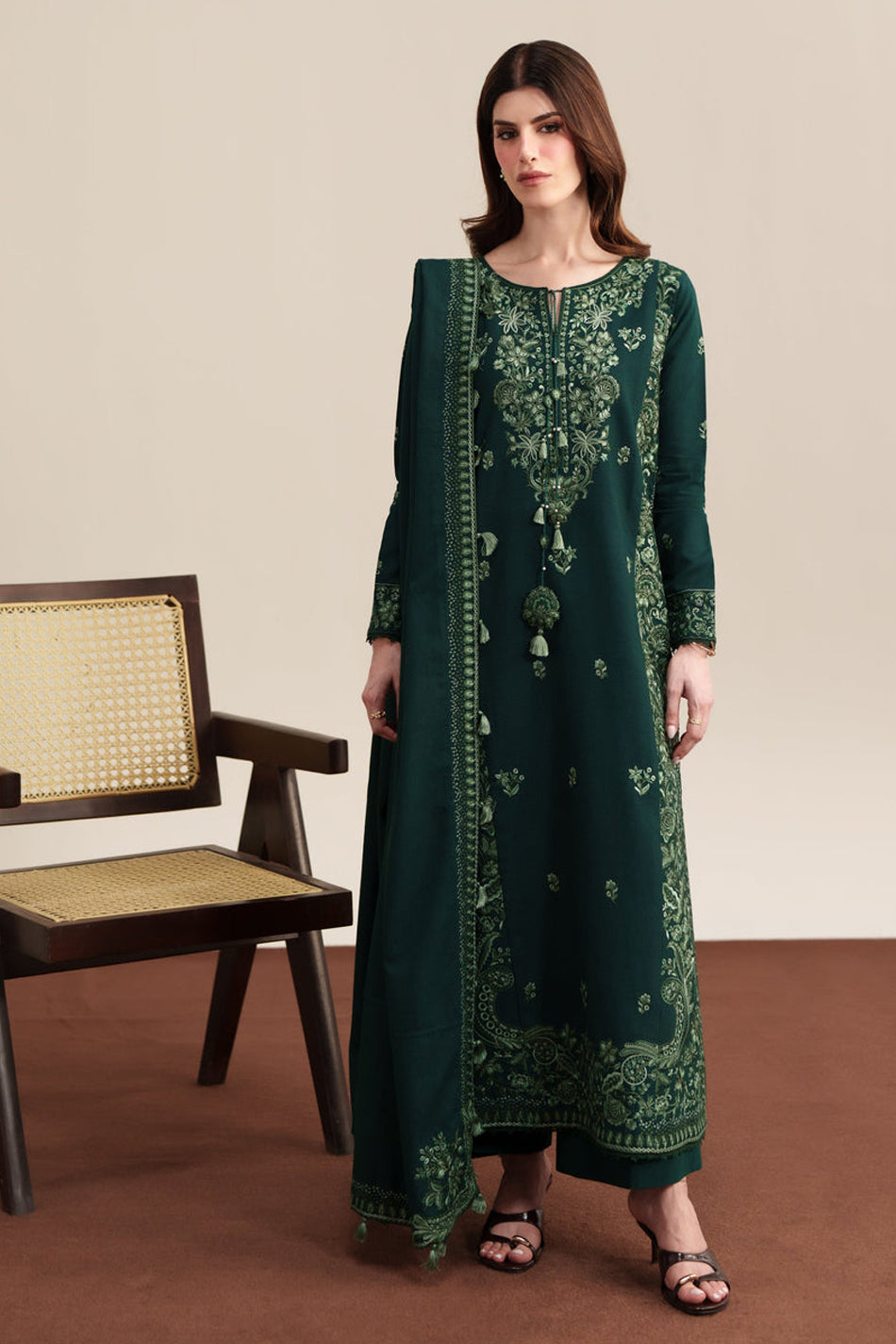 ZAIB-UNSTITCHED 3PC KARANDI EMBROIDERED SUIT-PK-5315
