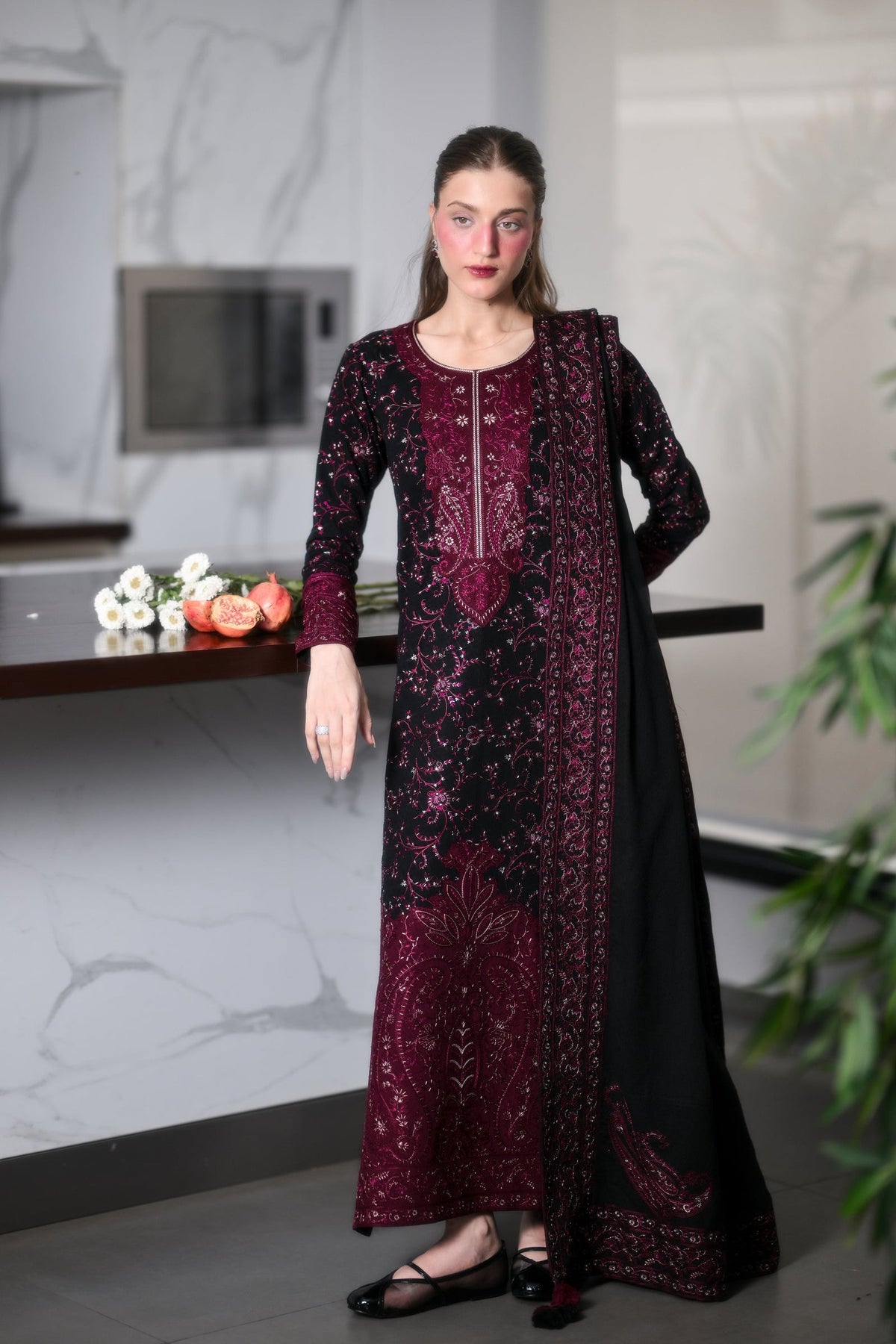 ZAIB-UNSTITCHED 3PC KARANDI EMBROIDERED SUIT-PK-5297