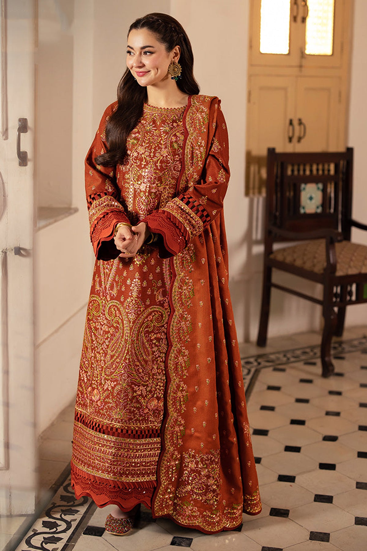 ASIM JOFA-UNSTITCHED 3PC DHANAK SEQUIN EMBROIDERED SUIT-PK-4330