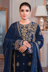 ASIM JOFA-UNSTITCHED 3PC VELVET EMBROIDERED SUIT-PK-5855