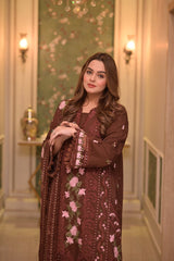 ANEELAS-UNSTITCHED 3PC LAWN CHIKAN EMBROIDERED SUIT-PK-4809