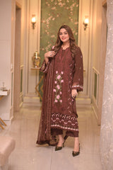 ANEELAS-UNSTITCHED 3PC LAWN CHIKAN EMBROIDERED SUIT-PK-4809