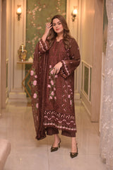 ANEELAS-UNSTITCHED 3PC LAWN CHIKAN EMBROIDERED SUIT-PK-4809
