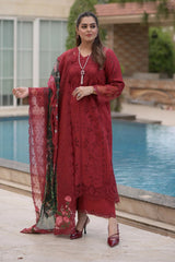 ANEELAS-UNSTITCHED 3PC LAWN CHIKANKARI & LASER WORK EMBROIDERED SUIT-PK-4875
