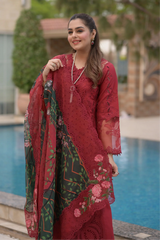 ANEELAS-UNSTITCHED 3PC LAWN CHIKANKARI & LASER WORK EMBROIDERED SUIT-PK-4875