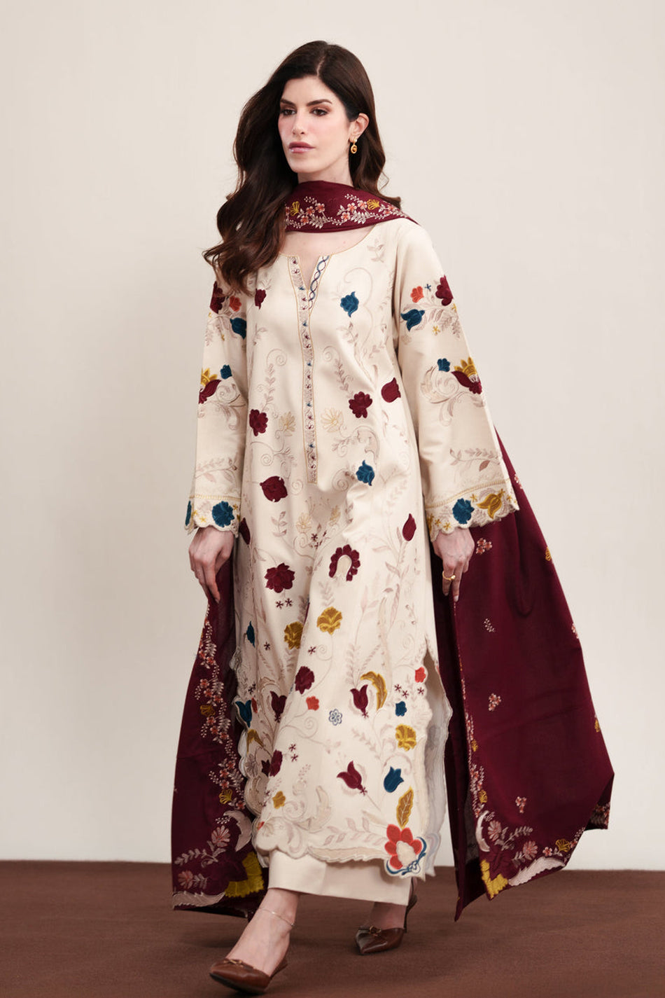ZAIB-UNSTITCHED 3PC DHANAK EMBROIDERED SUIT-PK-5325