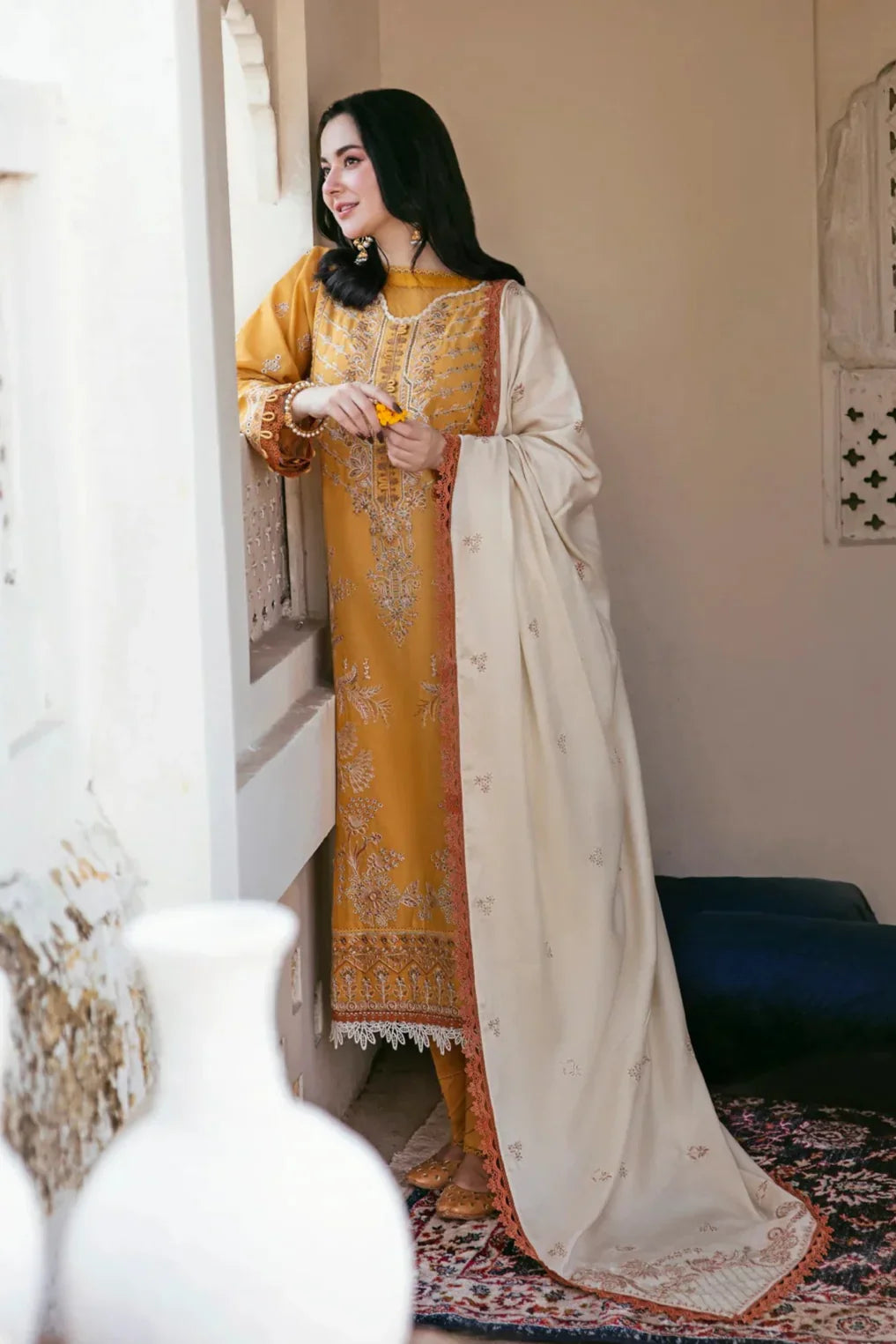 FLORENT - UNSTITCHED 3PC DHANAK EMBROIDERED SUIT-PK-5746