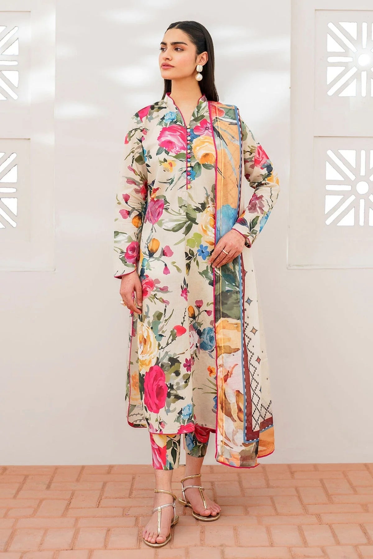 BAROQUE-UNSTITCHED 3PC KARANDI PRINTED SUIT-PK-2578