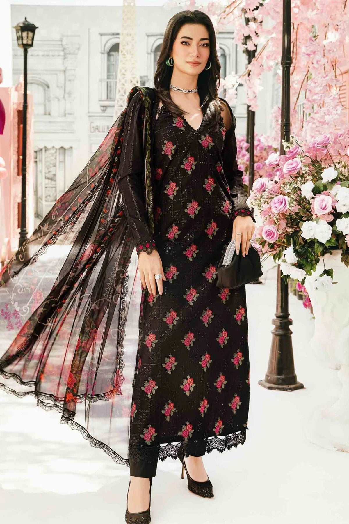 MARIA.B I 3PC UNSTITCHED SEQUIN EMBROIDERED LAWN SUIT-PK-5688