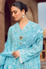 MARIA.B-3PC DHANAK EMBROIDERED SHIRT WITH CHIFFON EMBROIDERED DUPATTA AND TROUSER-PK-5736