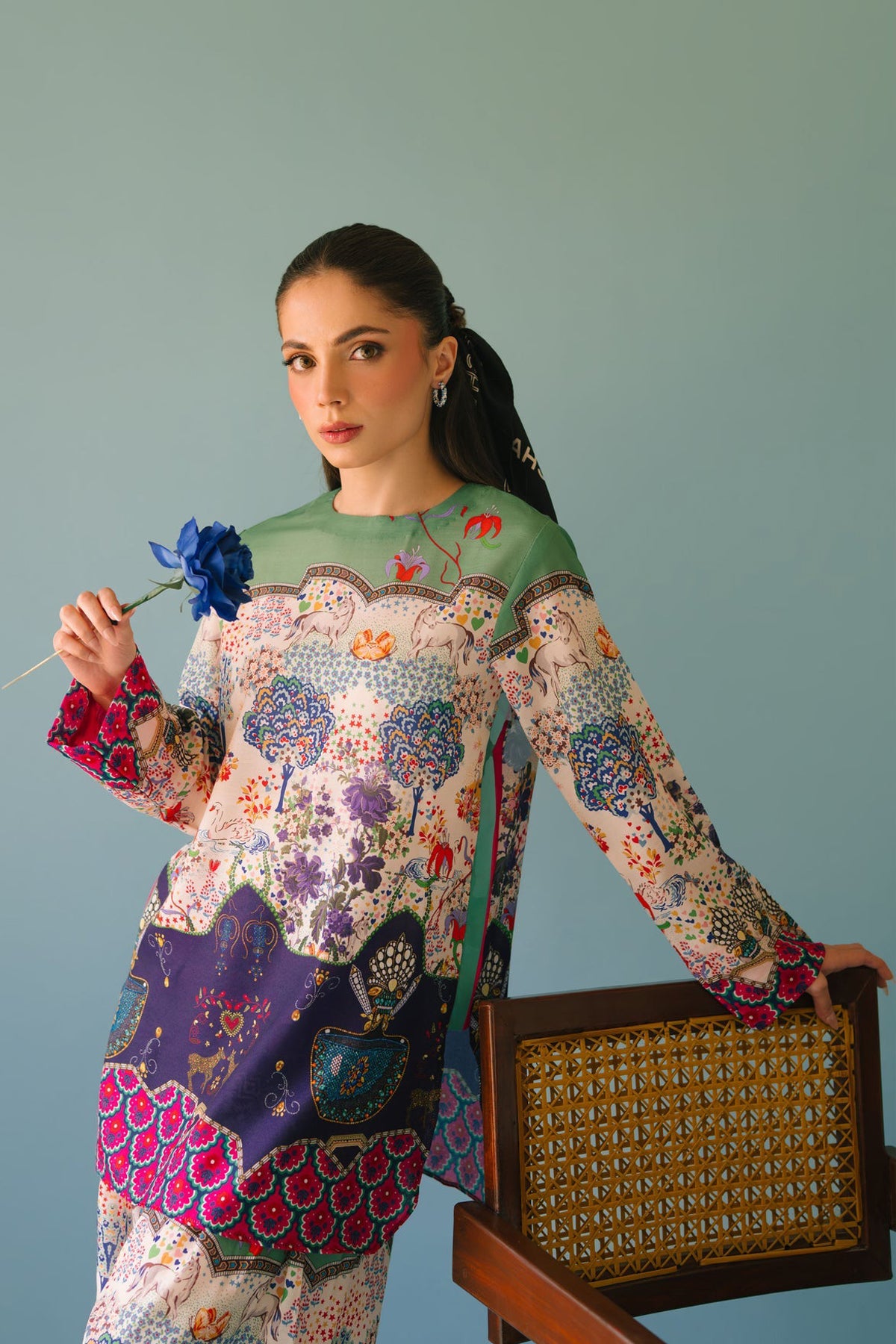 UNSTITCHED-2PC SHAMOZE SILK PRINTED SUIT-PK-2005