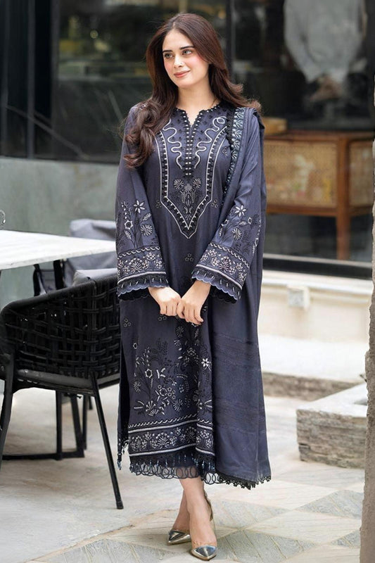 LIBAAS-UNSTITCHED 3PC DHANAK EMBROIDERED SUIT-PK-5796
