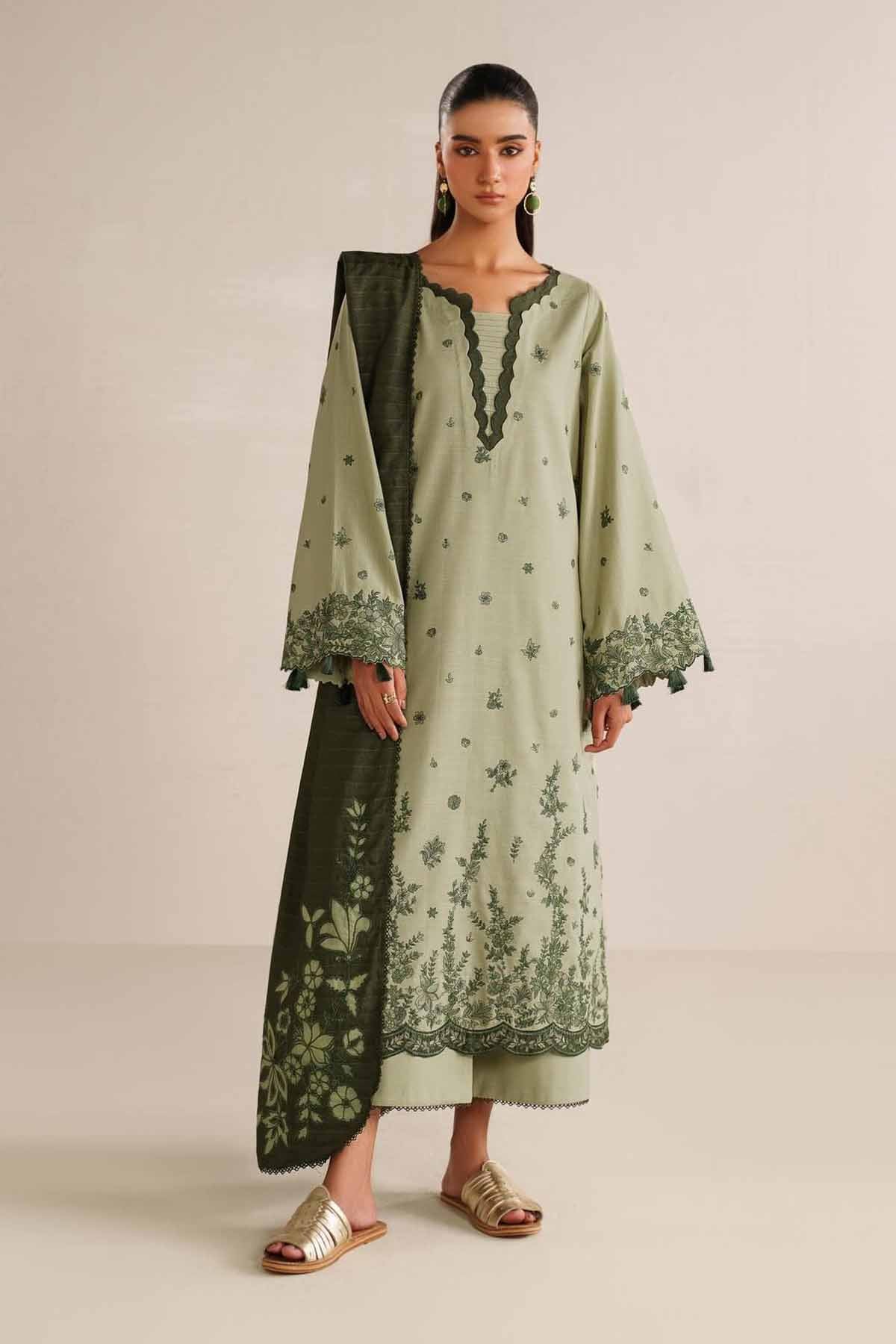 IZNIK-UNSTITCHED 3PC DHANAK EMBROIDERED SUIT-PK-5184