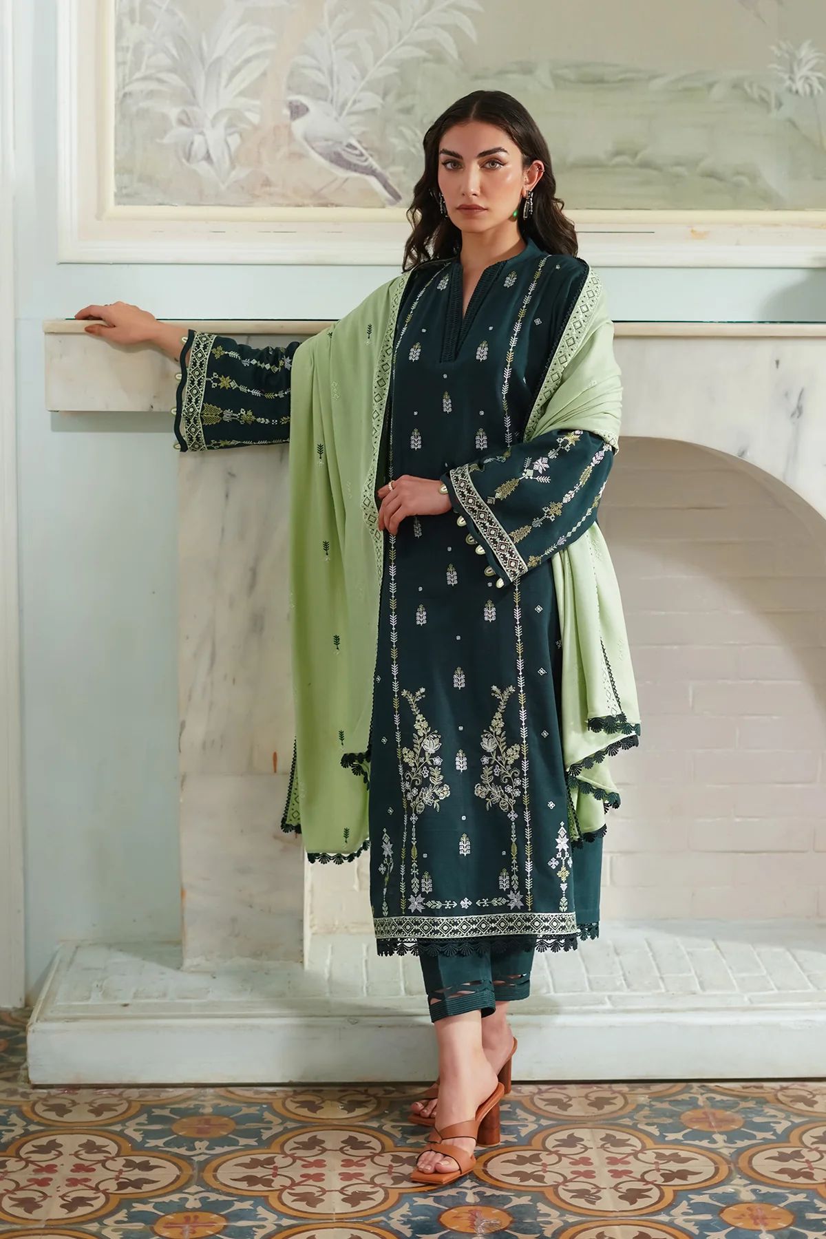 BATIK-UNSTITCHED 3PC DHANAK EMBROIDERED SUIT-PK-5766