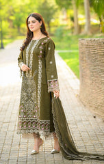 LIBAAS-UNSTITCHED 3PC KARANDI HEAVY EMBROIDERED SUIT-PK-5810