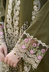 LIBAAS-UNSTITCHED 3PC KARANDI HEAVY EMBROIDERED SUIT-PK-5810