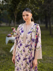 GARNET-UNSTITCHED 3PC LAWN PRINTED EMB SUIT-PK-045