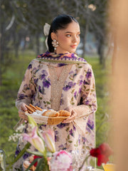 GARNET-UNSTITCHED 3PC LAWN PRINTED EMB SUIT-PK-045