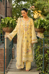 MAHNUR-UNSTITCHED 3PC LAWN EMBROIDERED SUIT-PK-4657