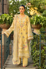 MAHNUR-UNSTITCHED 3PC LAWN EMBROIDERED SUIT-PK-4657