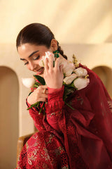 QALAMQAR-UNSTITCHED 3PC LAWN EMBROIDERED SUIT-PK-4709