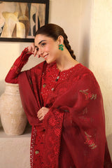QALAMQAR-UNSTITCHED 3PC LAWN EMBROIDERED SUIT-PK-4709