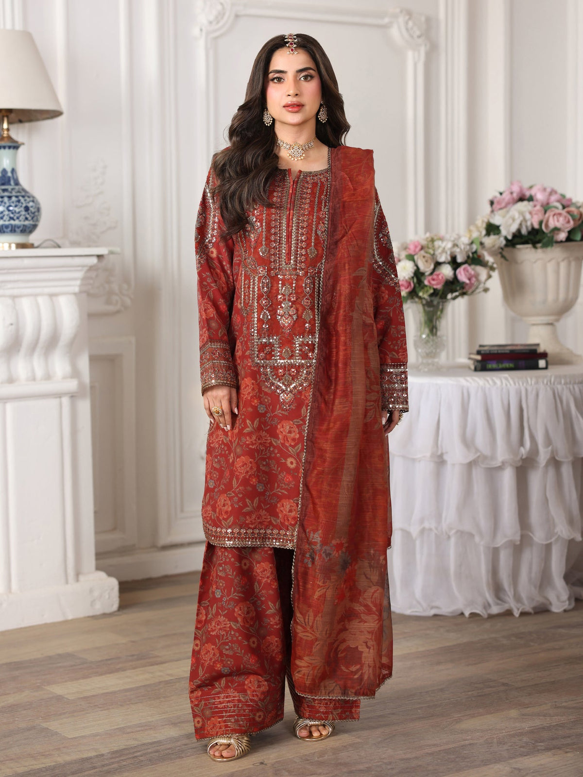 JAZMIN-UNSTITCHED 3PC LAWN DIGITAL PRINTED SUIT-PK-002
