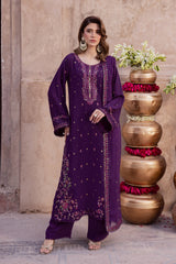 BATIK-UNSTITCHED 3PIECE LAWN SEQUIN EMBROIDERED SUIT-PK-4859
