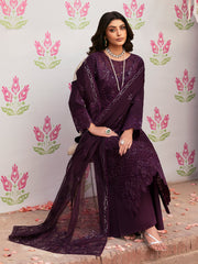 MAHNUR-UNSTITCHED 3PC LAWN SEQUENCE EMBROIDERED SUIT-PK-4692