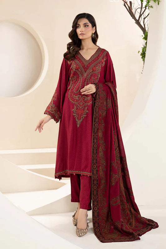 MARIA.B-UNSTITCHED 3PC KHADDAR EMBROIDERED SUIT-PK-3268