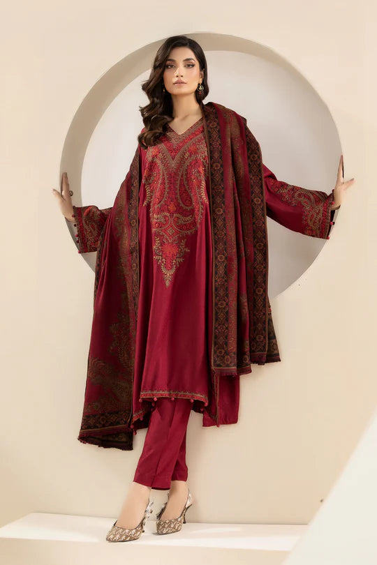 MARIA.B-UNSTITCHED 3PC KHADDAR EMBROIDERED SUIT-PK-3268