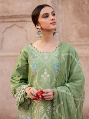 MAHNUR-UNSTITCHED 3PC LAWN EMBROIDERED SUIT-PK-4538