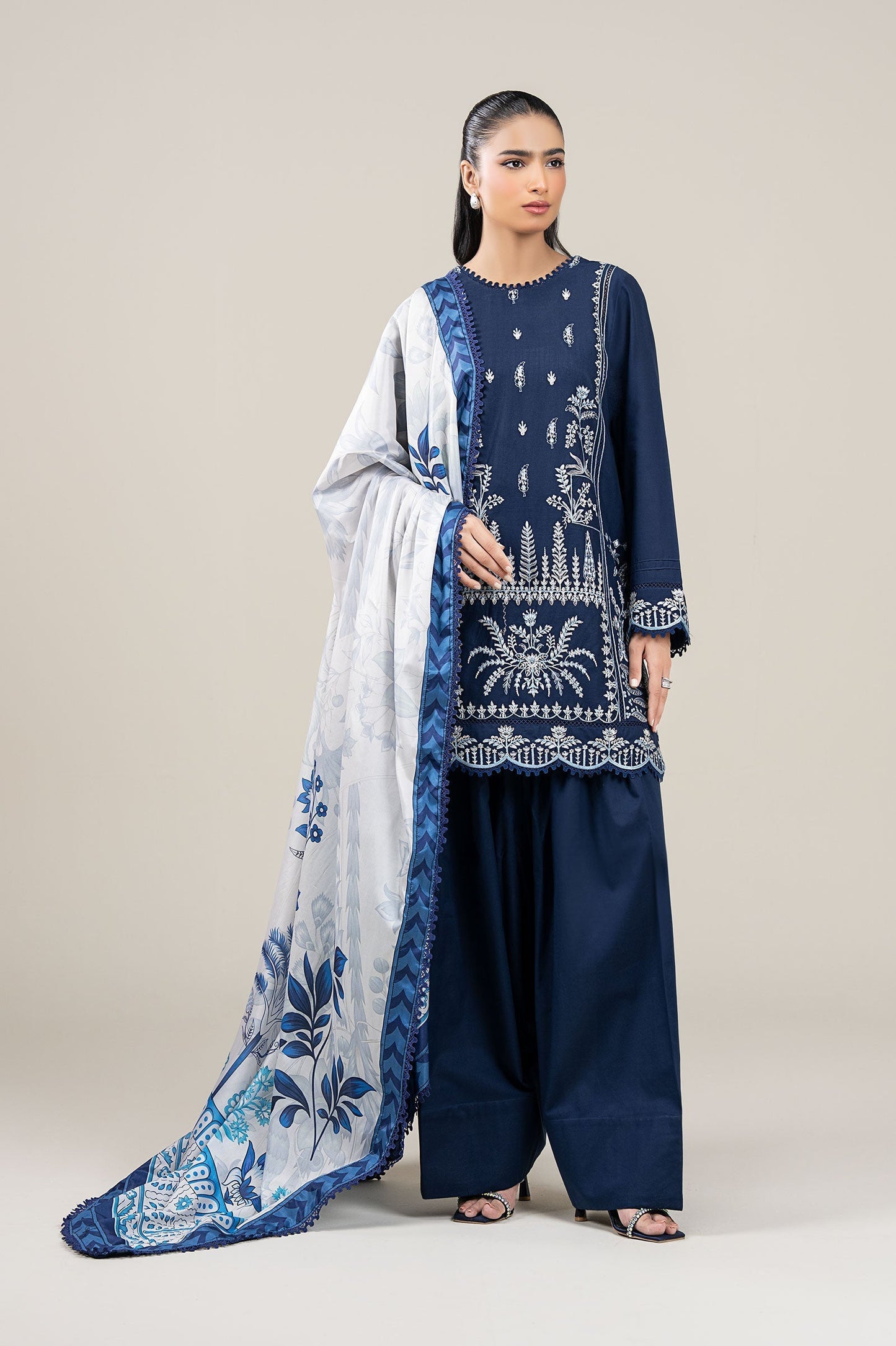 MARIA B- UNSTITCHED 3PC DHANAK EMBROIDERED SUIT-PK-5748
