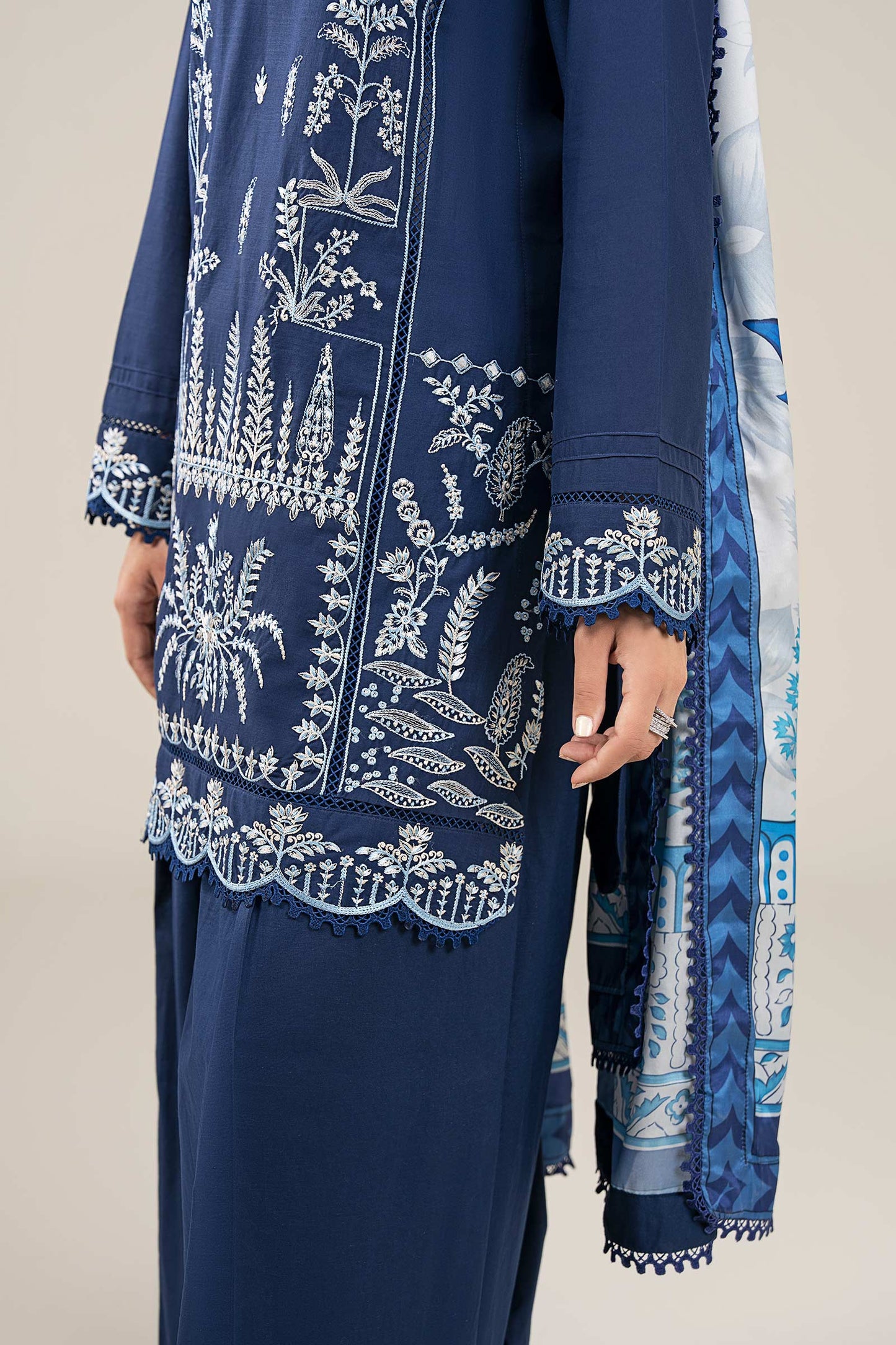 MARIA B- UNSTITCHED 3PC DHANAK EMBROIDERED SUIT-PK-5748