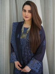 MAHNUR-UNSTITCHED 3PC LAWN EMBROIDERED SUIT-PK-4738
