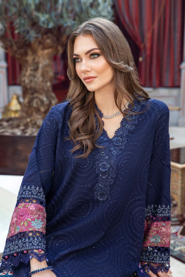 MARIA B - 3PC DHANAK SEQUENCE EMBROIDERED SHIRT WITH WOOL PRINTED SHAWL AND TROUSER_EP_5357