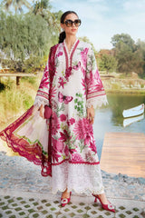 MARIA.B-3PC LAWN EMBROIDERED PRINTED SHIRT WITH CHIFFON PRINT DUPATTA AND PRINT TROUSER-PK-5654