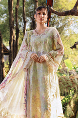 MARIA.B-UNSTITCHED 3PC LAWN PRINTED CHIKAN EMB SUIT-PK-034