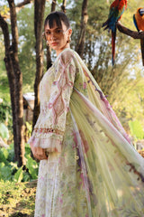 MARIA.B-UNSTITCHED 3PC LAWN PRINTED CHIKAN EMB SUIT-PK-034