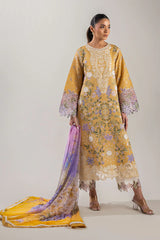 MUSHQ-3PC LAWN EMBROIDERED SHIRT WITH CHIFFON PRINTED DUPATTA & TROUSER-PK-4618