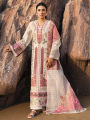 MAHNUR-UNSTITCHED 3PC LAWN CHIKAN HEAVY EMBROIDERED SUIT-PK-4734