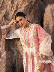 MAHNUR-UNSTITCHED 3PC LAWN CHIKAN HEAVY EMBROIDERED SUIT-PK-4734