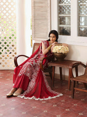 MAHNUR-3PC LAWN EMBROIDERED SHIRT WITH MONARK EMBROIDERED DUPATTA AND TROUSER-PK-5627