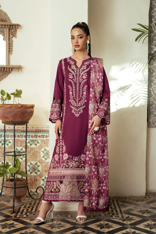 JAZMIN-UNSTITCHED 3PC DHANAK EMBROIDERED SUIT-PK-5822